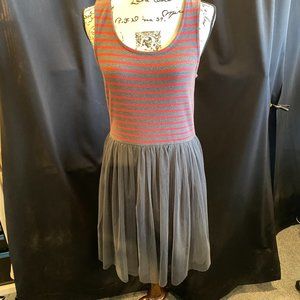 Matilda Jane T'was The Night Dress Women's MED Tutu skirt Gray & Red Stripes